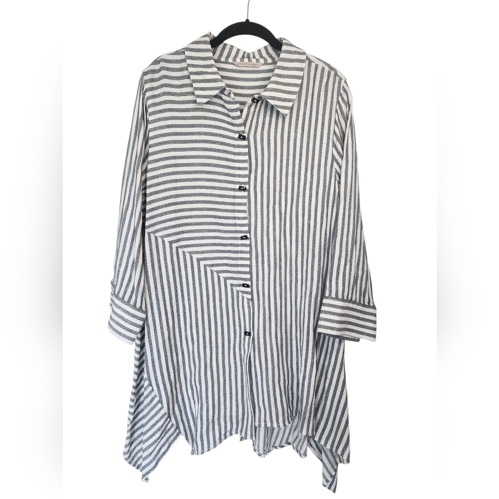 SOFT SURROUNDINGS striped tunic blouse, size L